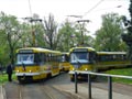 Tramvaj odřízlé na Borech v době průjezdu konvoje vojenské techniky na Klatovské třídě 5. 5. 2013