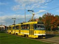 Souprava T3M č. 215+216 klesá k zastávce U Družby 15. 10. 2014