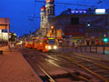 Tramvaje při nájezdu na linky č. 1/2 a 4 v sadech Pětatřicátníků 30. 6. 2014