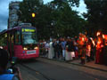 Průvod strašidel puští tramvaj od Zbrojnické ulice 14. 6. 2014