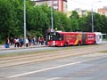 Autobus náhradní dopravy Solaris urbino 18 č. 546 v nástupní zastávce Malesická 24. 5. 2015