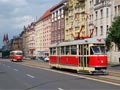 Historické vozy T1 a T2 při objednané jízdě na Klatovské třídě 28. 5. 2016