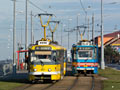 Míjení tramvají odkloněné linky č. 4 u Mozartovy 10. 12. 2016, 
foto: J. Klimeš