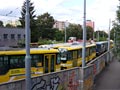 Odstavené záložní tramvaje v obratišti Malesicka 15. 8. 2016