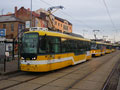 V zastávce Hlavní nádraží zastavené tramvaje při masopustu 6. 2. 2016