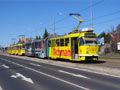 tramvaje v čele s K3R-NT č. 311 odstavené na Karlovarské třídě u hotelu CD 26. 3. 2017