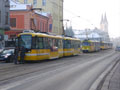 Zastavený provoz v době nehody u křižovatky U Práce 19. 1. 2017