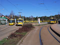 Tramvaje odstavené v malém oblouku na konečné Košutka 26. 3. 2017