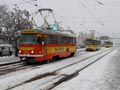 Pracovní vůz - kolejový brus č. 175 v sadech Pětatřicátníků 3. 2. 2019