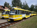 Souprava 316+277 s polámanými sběrači na konečné Košutce 22. 7. 2019