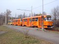 Odstavené vozy T3P 262+263 a 248+249 v obratišti Malesická při výluce 29. 3. 2003