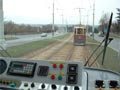 Pohled z T3P č. 261 na Křižíkovu osmnáctku při jízdě z Bolevce  - 23. 3. 2004