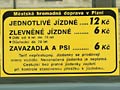 Tarif vylepený na vozidlech od 1. 1. 2004