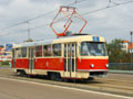 Historický vůz T3 č. 192 na mostě Generála Pattona při objednnaé jízdě 2. 9. 2012