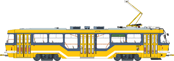 Modernizované tramvaje s novou skříní s nízkopodlažní částí ve středu vozu (tzv. wany se starým designem)