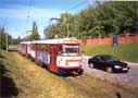 Souprava na jednokolejnm seku ve smru od Smyky Needn do centra - 14 5. 2001