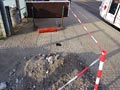 Patka pro sloupek panelů s odjezdy v zastávce Sady Pětatřicátníků 18. 9. 2015