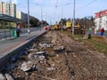 Rozebírané kolejiště v zastávce Okounová 11. 4. 2015