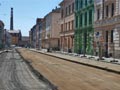 Rozebraná trať ve Sladkovského ulici 18. 5. 2020
