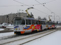 T3M č. 213+214 v křižovatce U Družby 19. 12. 2009